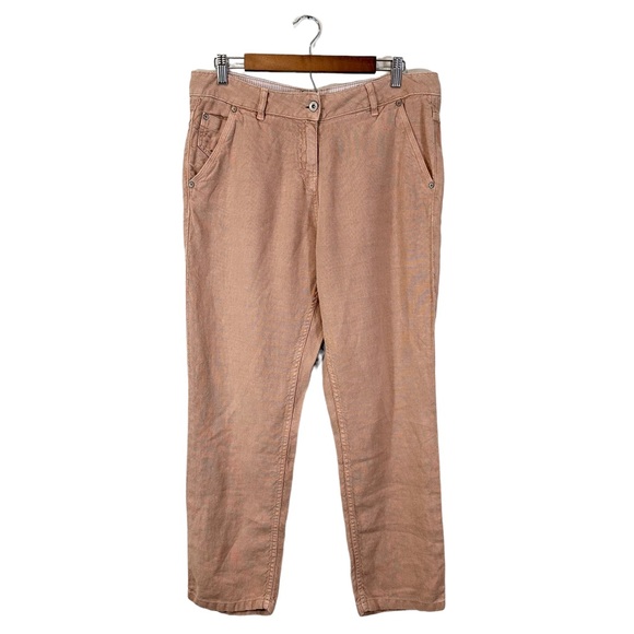 Poetry Linen Straight Leg Pants Coral-Brown, Size 10 - Picture 1 of 15